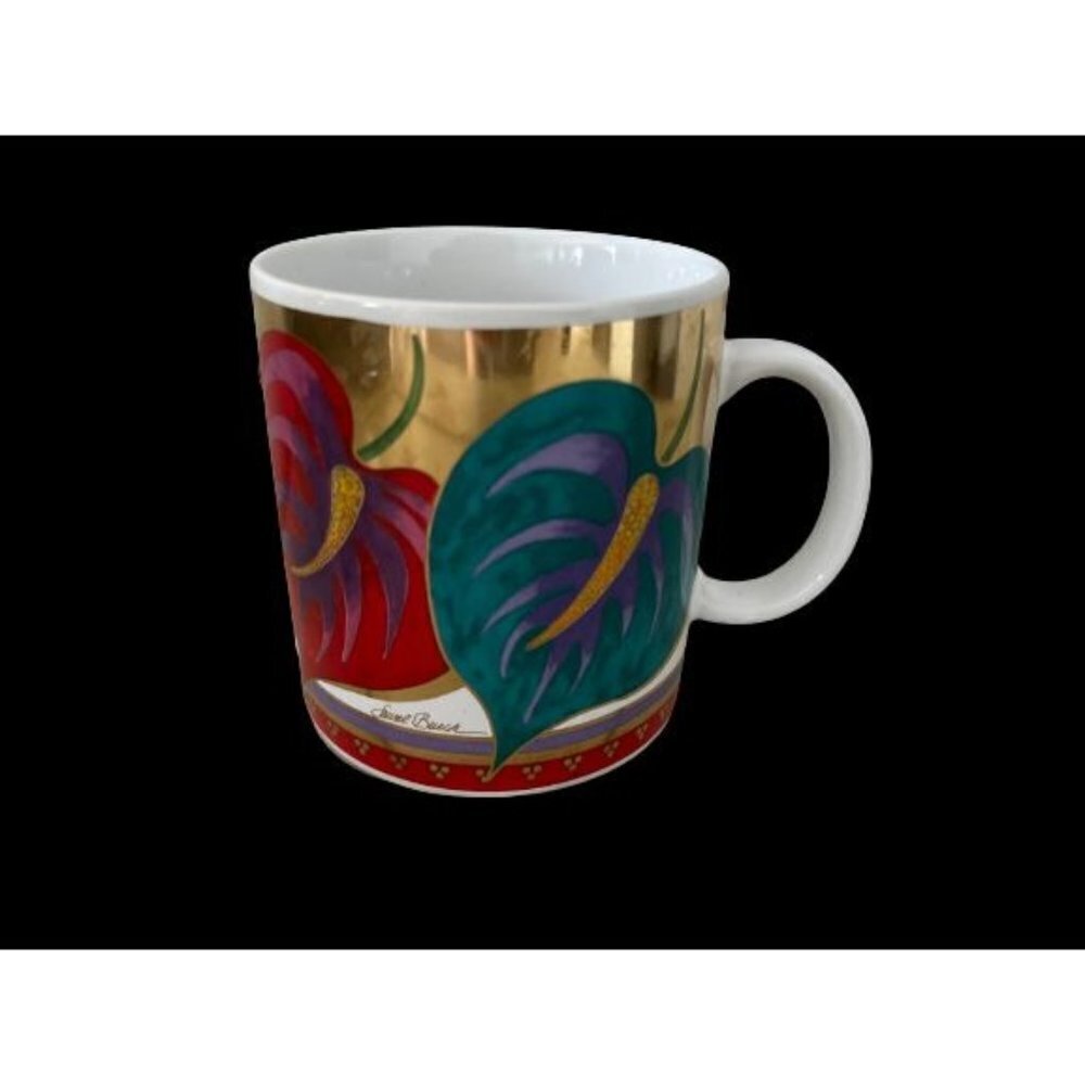 LAUREL BURCH Anthurium Ceramic Mug Coffee Tee 14 oz